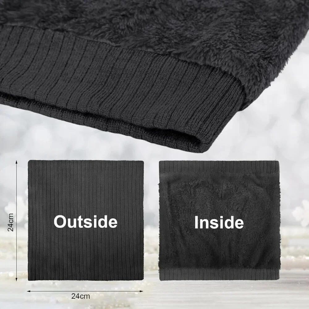 Women's (grey+ Beige) Scarf Winter Double-Layer Neck Warmer Knit Fleece 2Pack